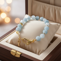 Aqua Marine Doğal Taş Bileklik Faset Kesim