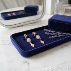 Ametist Taşlı Yaprak Detaylı Zarif Sallantılı Küpe