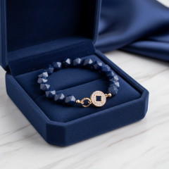 Lapis Lazuli Doğal Taş Bileklik | Altın Kaplama Detaylı Tasarım